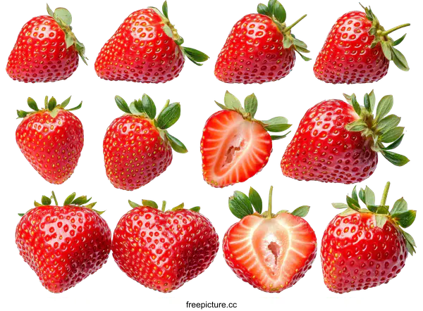 [Transparent Background PNG]Collection of Fresh Strawberries