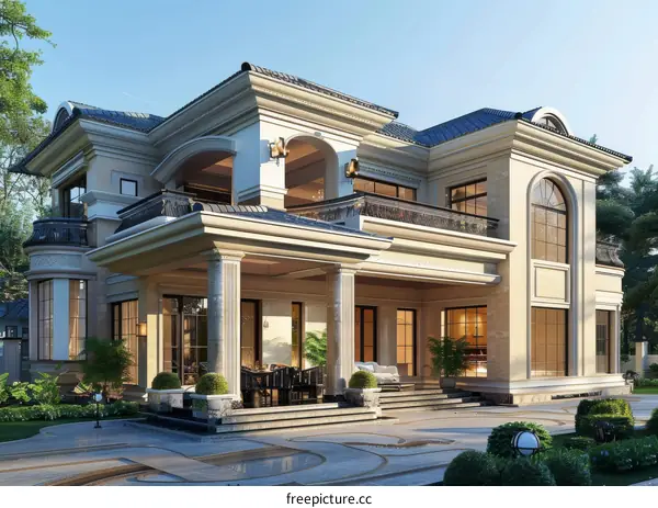 Luxury Mansion Exterior Design Illustration
