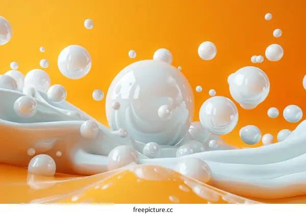 Abstract Milk Splash with Bubbles