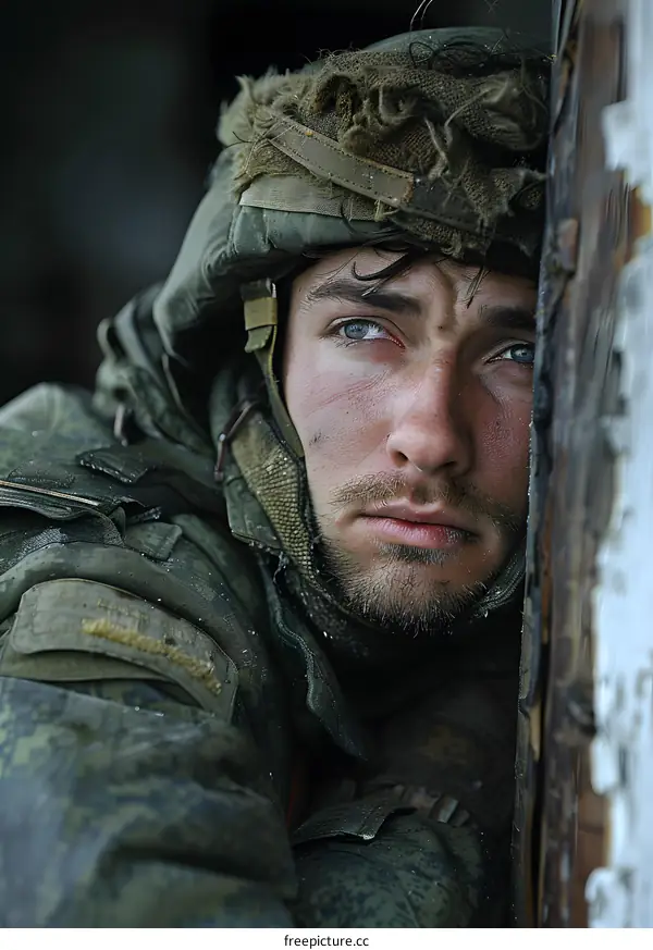 Portrait of a young soldier