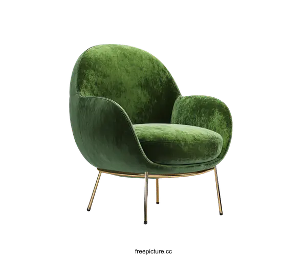 [Transparent Background PNG]Modern Green Velvet Armchair Design