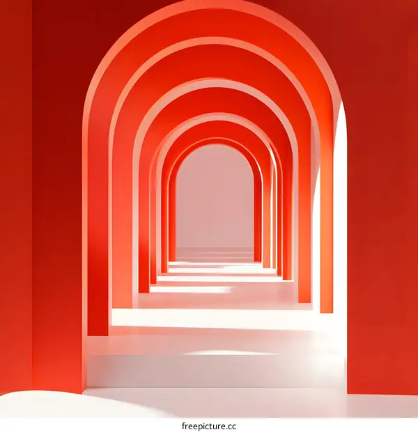 Abstract Orange Arches Minimalist Interior Design