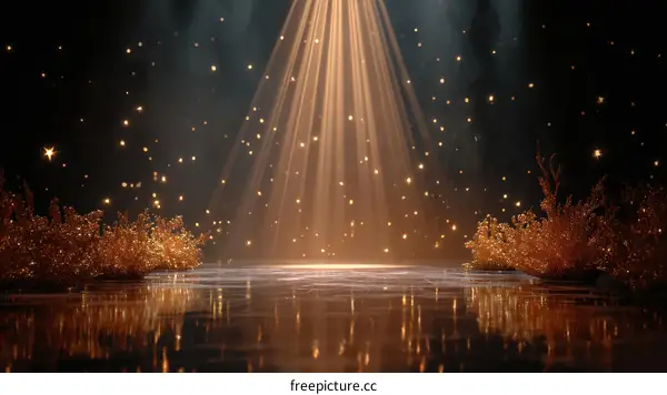 Golden Spotlight Stage Scene Illustration