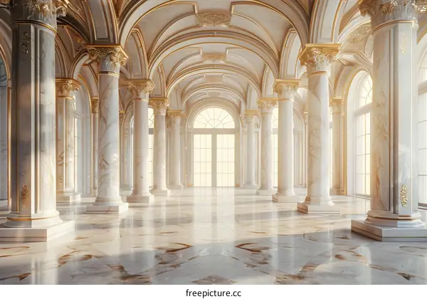 Elegant Marble Palace Hallway