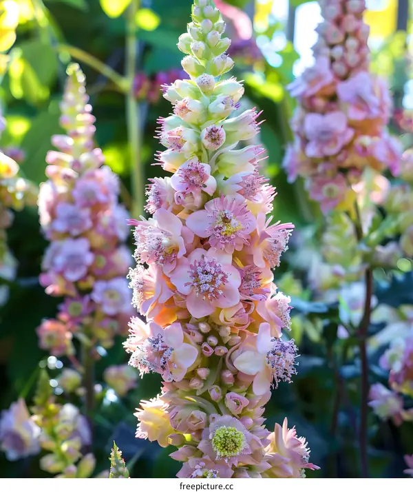 Pink and White Flowers in a Garden