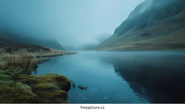 Misty Mountains and Serene Lake