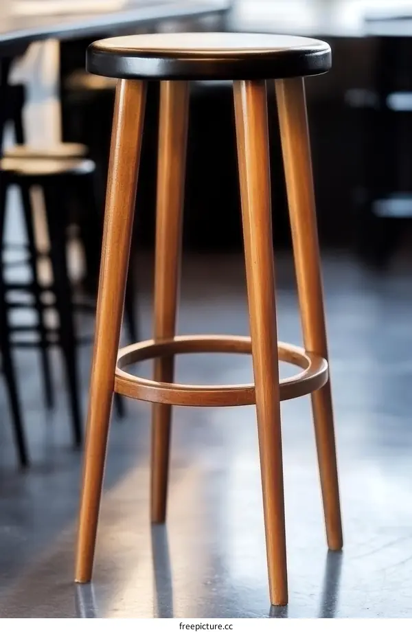 Wooden Bar Stool in a Modern Restaurant