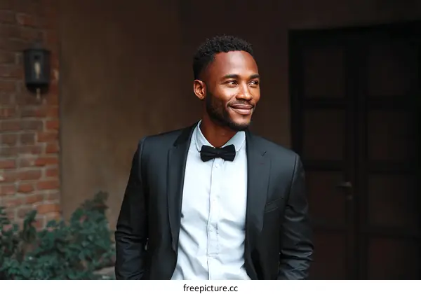 Elegant African Man in Formal Wear Outdoors