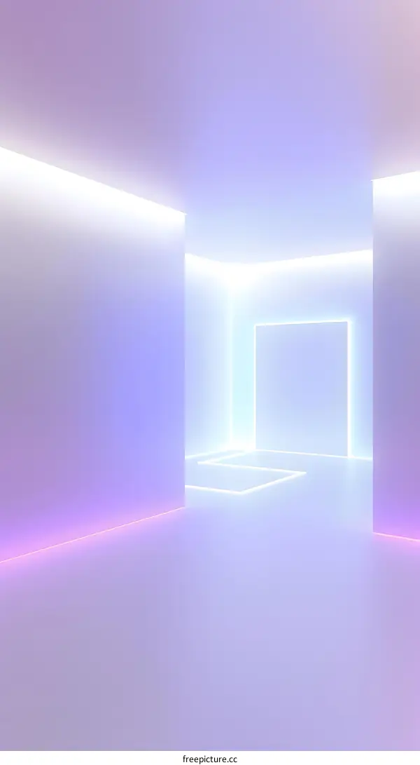 Minimalist White Room with Neon Lights