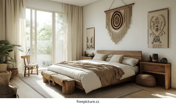 Bohemian Bedroom Interior Design Illustration