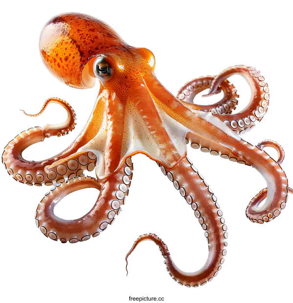 [Transparent Background PNG]Realistic octopus on white background
