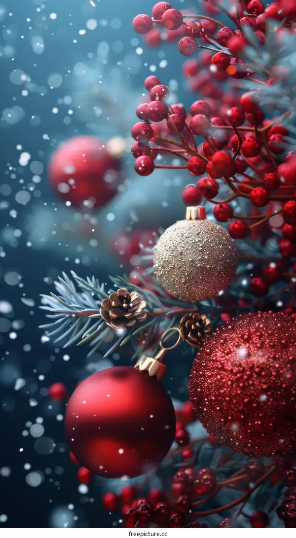 Christmas Decorations in Winter Snow