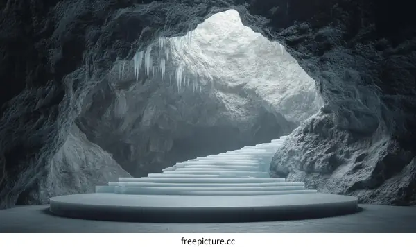 Ice Cave Pathway with Frozen Steps