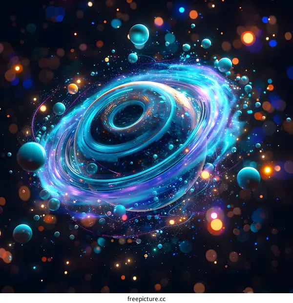 Blue and purple abstract glowing shapes