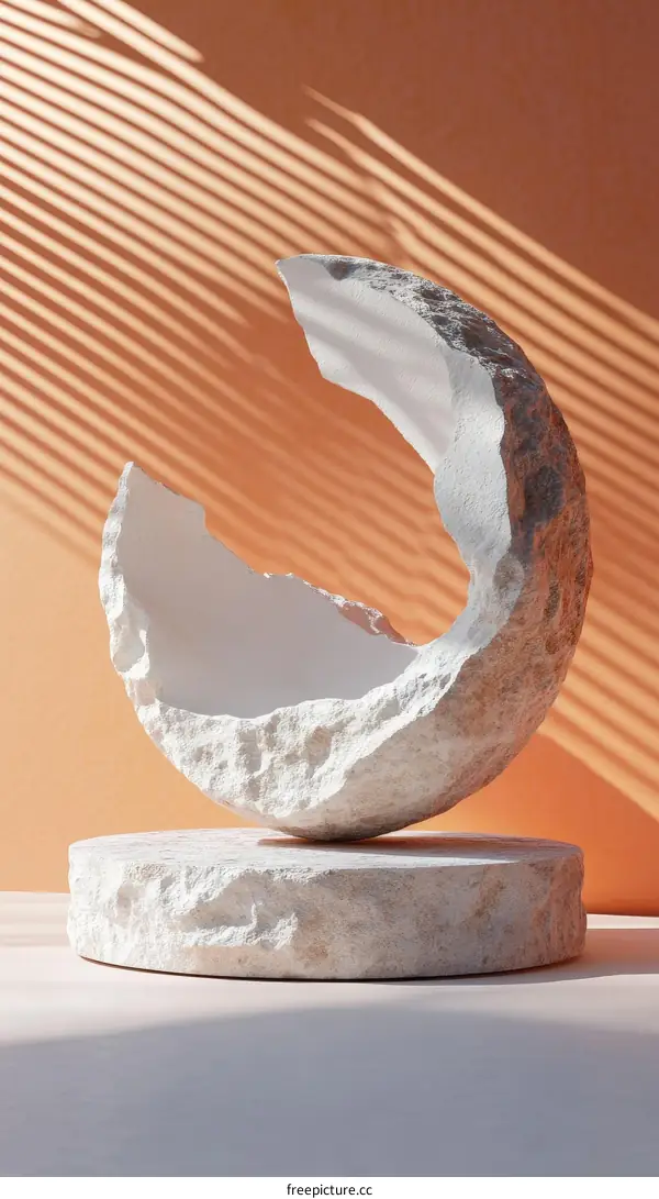 Abstract Stone Sculpture with Light and Shadow
