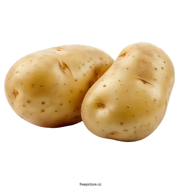 [Transparent Background PNG]Two Raw Potatoes on White Background