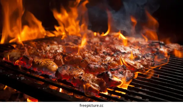 A delicious and juicy steak sizzling on the grill