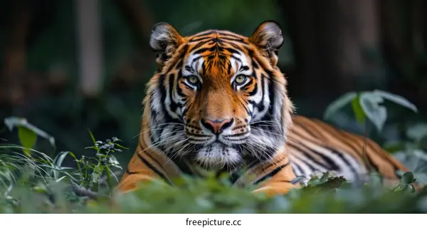 Powerful Tiger Staring in the Jungle