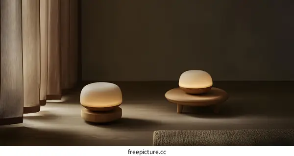 Wooden Table Lamp With Warm Light