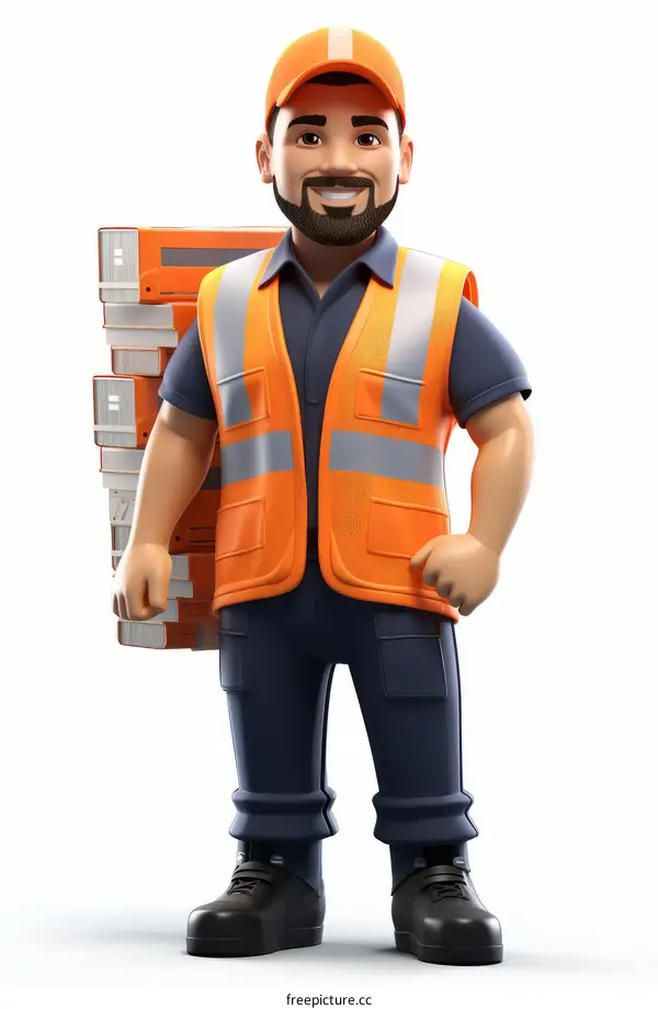 Delivery man with a stack of books