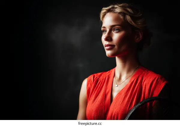 Portrait of a Woman in a Red Dress