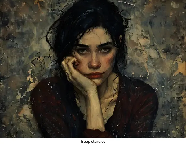 Portrait of a Young Woman with a Pensive Expression