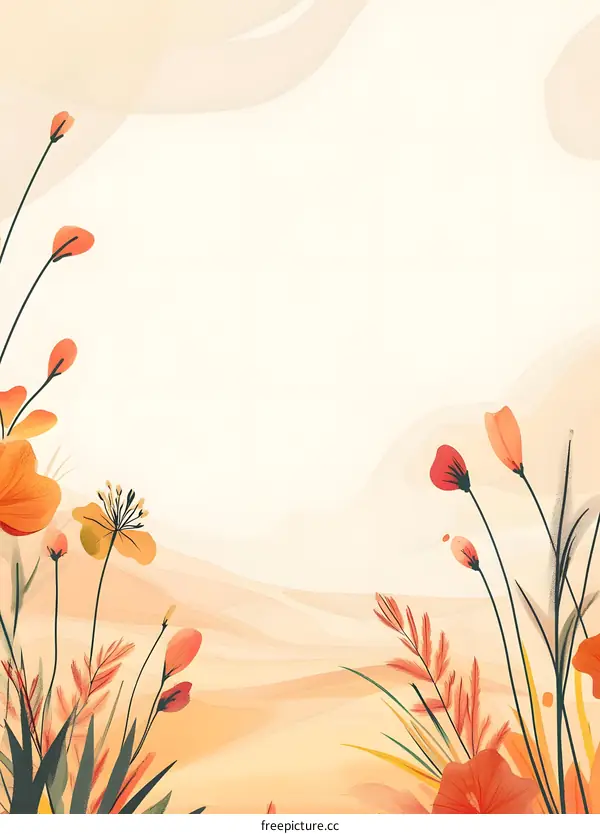 Autumn Floral Watercolor Background Illustration