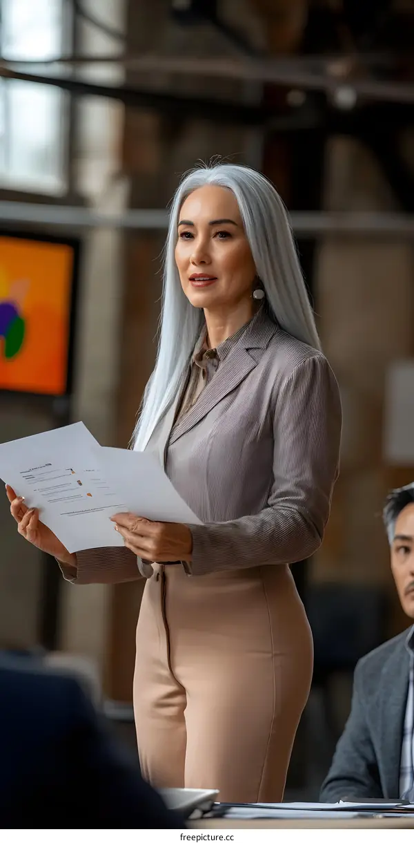 Businesswoman Presenting at a Meeting