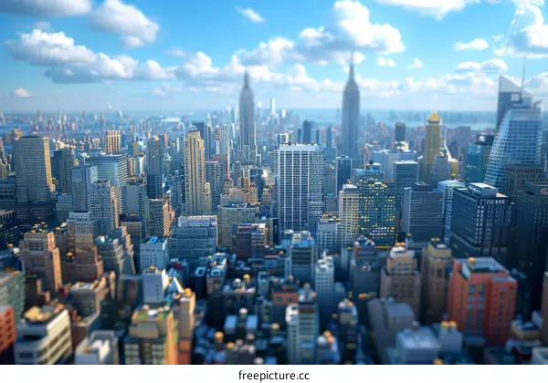 Manhattan Skyline with Blurred Foreground