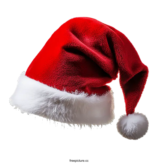 [Transparent Background PNG]Red Christmas Santa Hat Isolated on White Background
