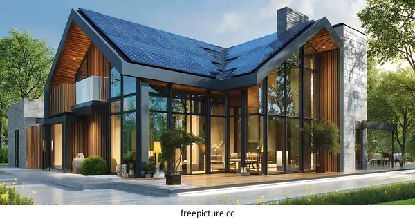 Modern Eco-Friendly House with Solar Panels