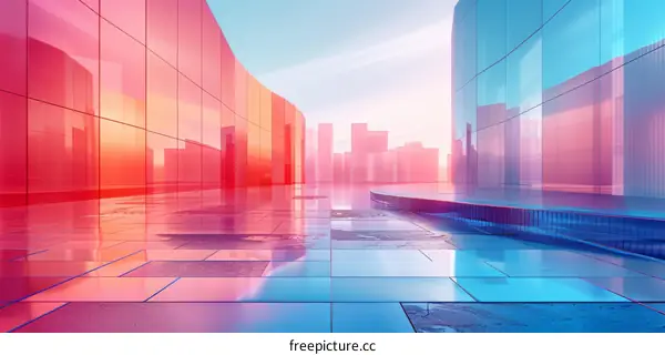 Futuristic Cityscape With Colorful Buildings