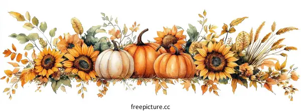 Autumn Harvest Floral Arrangement Illustration