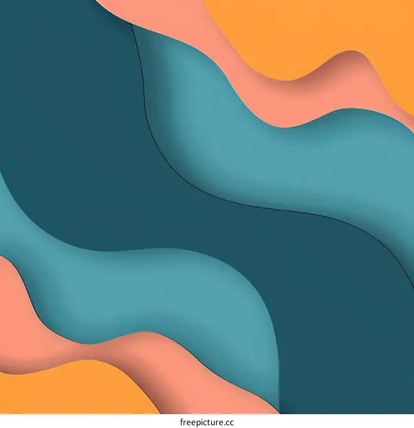 Abstract Papercut Background Design With Wavy Lines