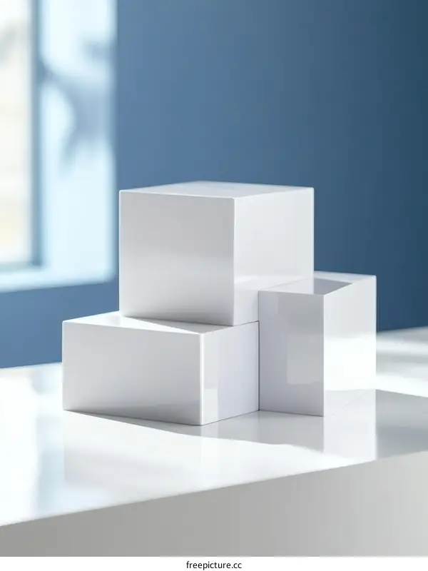 Abstract White Geometric Display Cubes