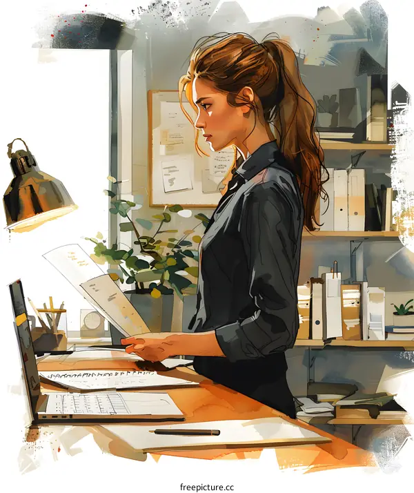 businesswoman working at her desk