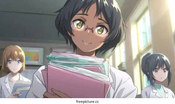 Two Female Students Carrying Books in a School Corridor