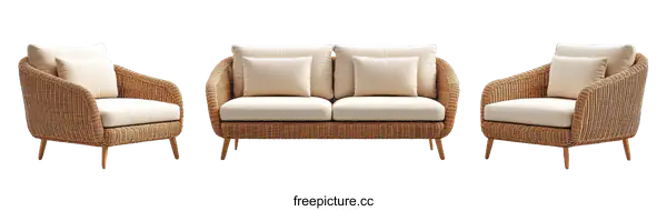 [Transparent Background PNG]Modern Rattan Outdoor Furniture Set