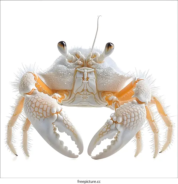 A hairy crab with white and orange