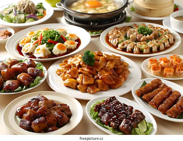 Table Full of Delicious Chinese Food