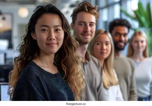 Portrait of a diverse group of young professionals smiling at the camera