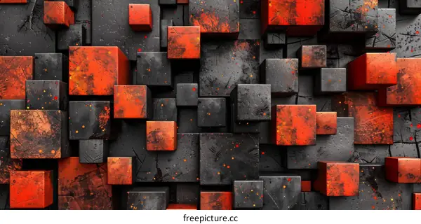 Red and black 3D cubes background