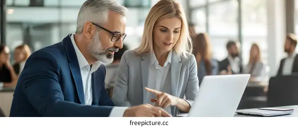 Business Colleagues Discussing Work on Laptop Computer