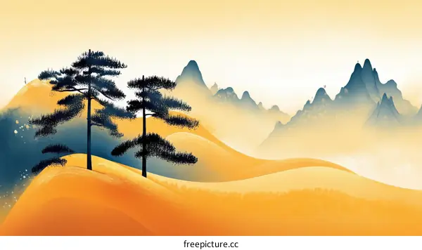 Majestic Mountain Landscape with Pine Trees