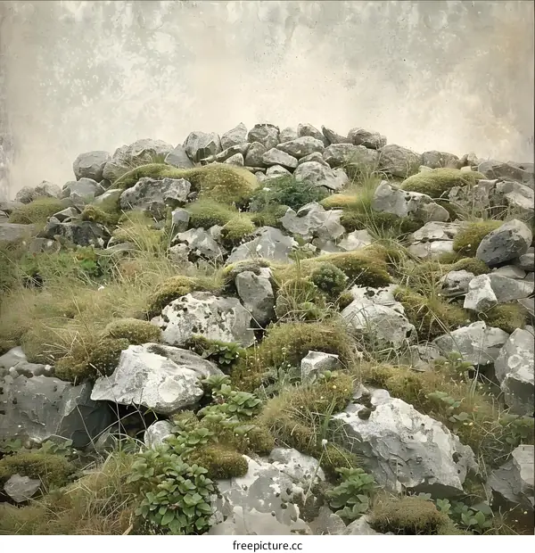 Green Moss Growing on Rocks