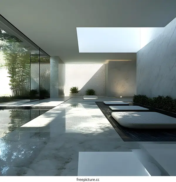 Modern Minimalist Architecture with a Courtyard and Pool