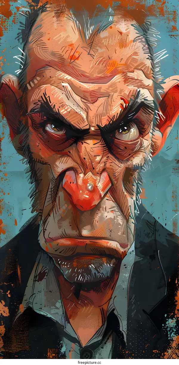 An illustration of an angry monkey in a suit