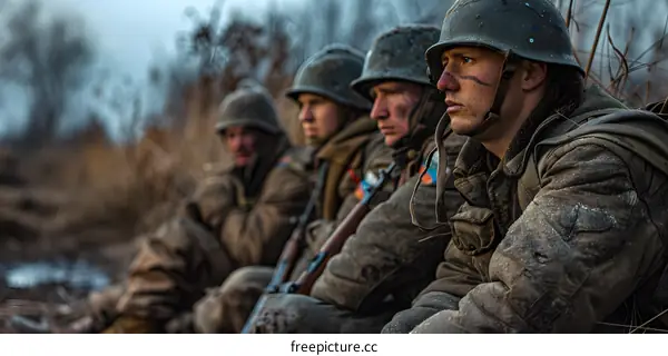 A group of soldiers in the woods