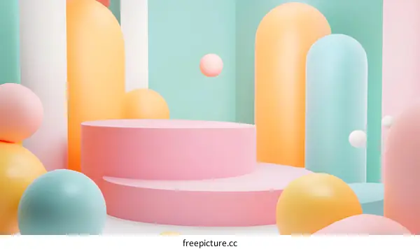 Abstract Geometric Shapes Background Pastel Colors