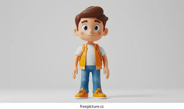 3D Cartoon Boy Ready for Adventure